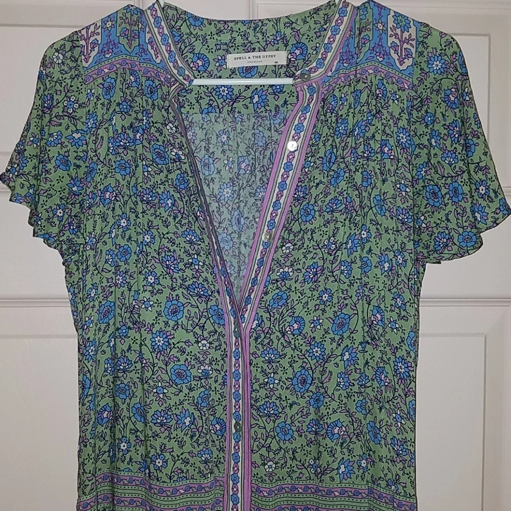 Spell jasmine flutter sleeve maxi dress jade gypsy - Picture 5 of 10